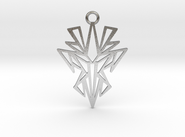 Dark symmetry pendant metal in Natural Silver: Medium