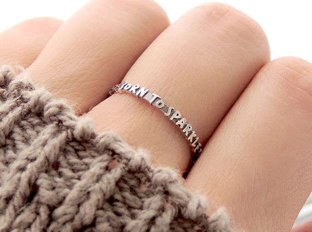 Born To Sparkle Ring (Multiple Sizes) in Polished Silver: 6 / 51.5