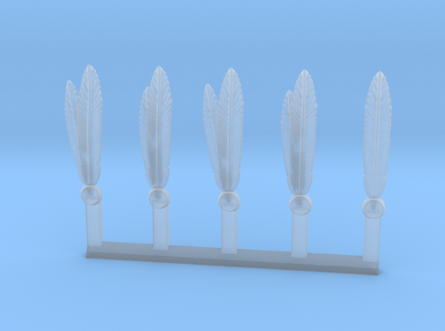 Knight Scale Long Feathers Sprue of 5 in Smoothest Fine Detail Plastic