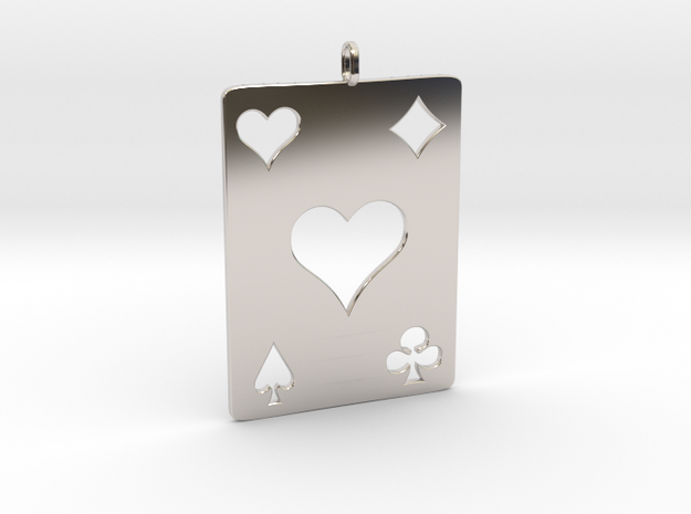 As de coeur - Ace of hearts in Rhodium Plated Brass