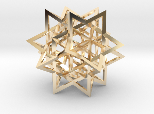 Great Rhombic Triacontahedron in 14k Gold Plated Brass