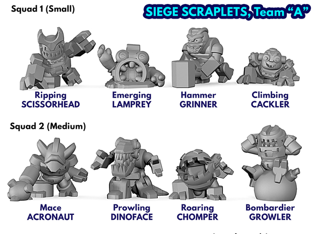 Siege Scraplets - Team A in Smooth Fine Detail Plastic: Large