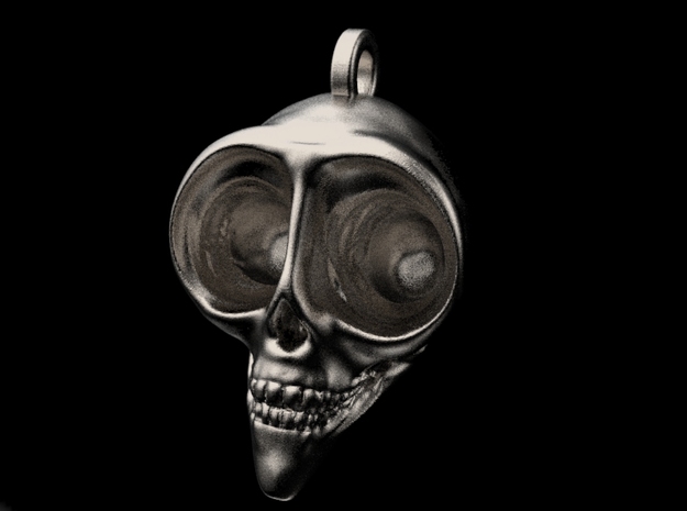 Alien Skull Keychain/Pendant in Polished Nickel Steel