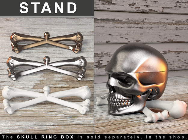 BONE X STAND for the Skull Ring Box in White Processed Versatile Plastic