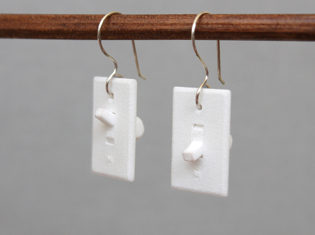Light Switch Earrings in White Processed Versatile Plastic