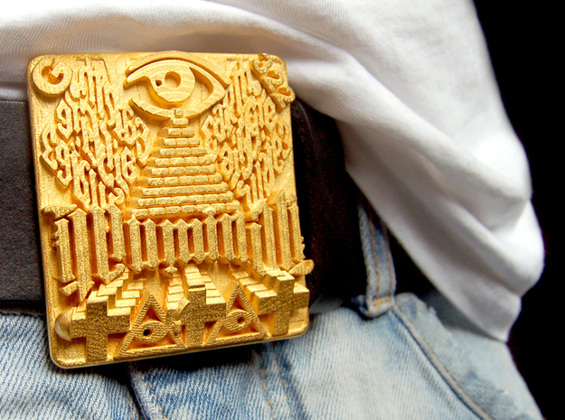 Illuminati Belt Buckle in Polished Gold Steel