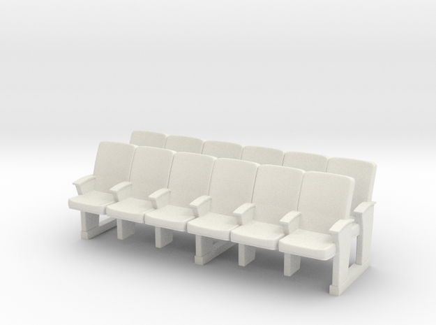 Cinema seats 01 . 1:43 Scale (HO) in White Natural Versatile Plastic