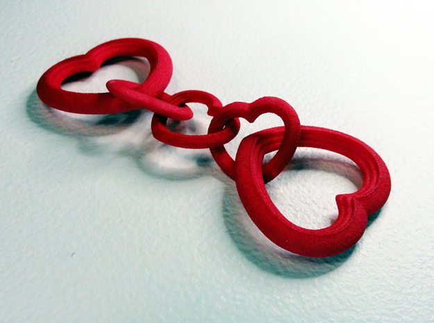 Valentine's Interlocking Hearts in Red Processed Versatile Plastic