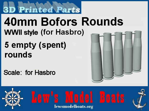 Hasbro-40mm-Bofors-rounds-2-5empties in White Natural Versatile Plastic: Medium