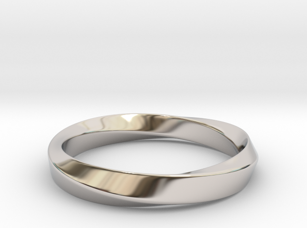 Mobius Ring - 270 _ Wide in Rhodium Plated Brass: 8 / 56.75