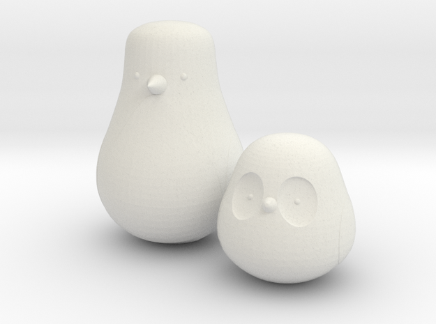 Owl Sculpture Design in White Natural Versatile Plastic: Small