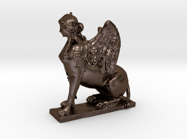 Greek Sphinx of Thebes and Oedipus 0.625"_X1 in Polished Bronze Steel