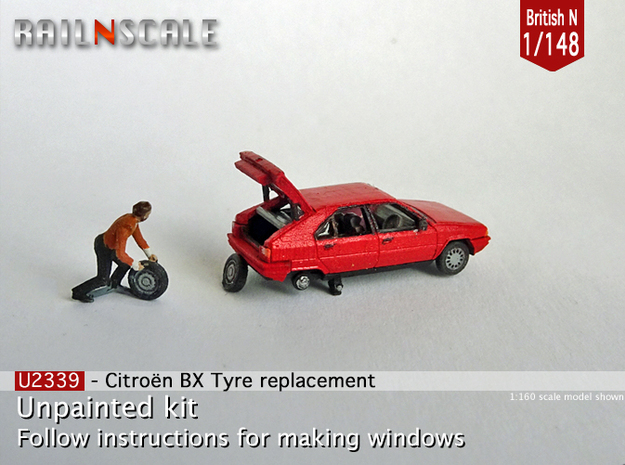 Citroën BX tyre replacement (British N 1:148) in Smooth Fine Detail Plastic