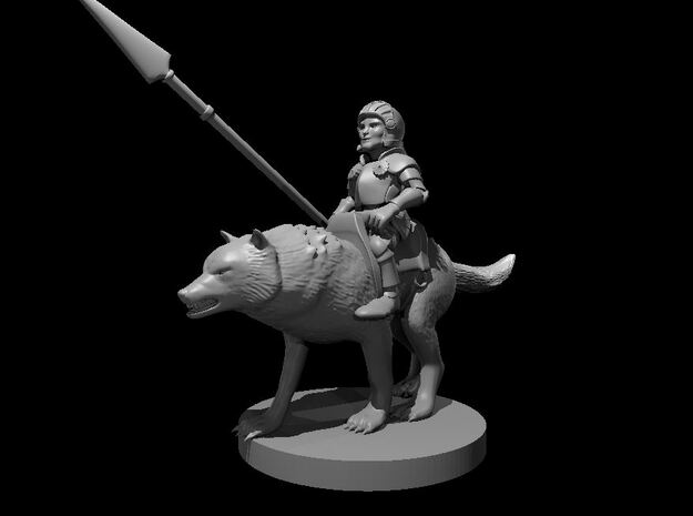 Halfling Cavalier with Wolf in Smooth Fine Detail Plastic