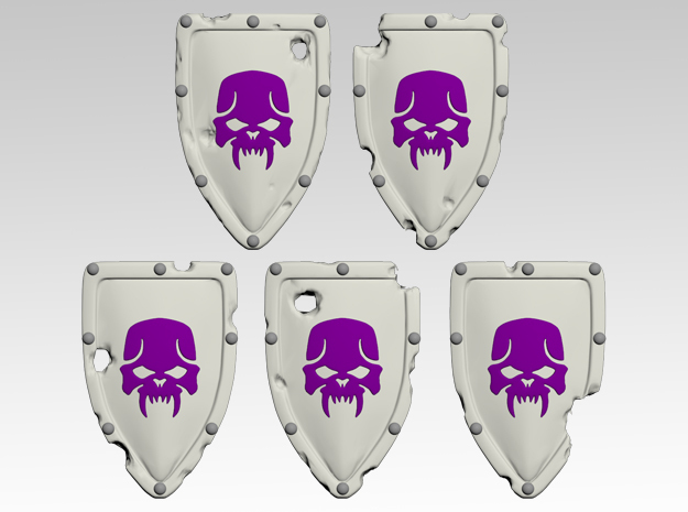 Skull 1 Kite Shields x10 in Smooth Fine Detail Plastic
