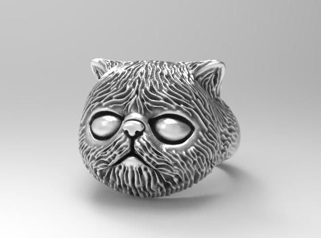 Persian kitten ring size 7 in Natural Silver
