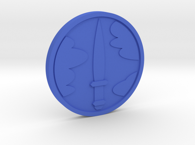 Ace of Swords Coin in Blue Processed Versatile Plastic