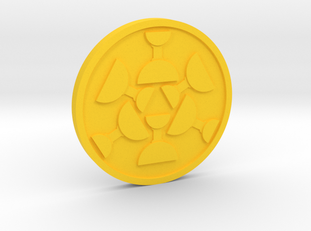 Six of Cups Coin in Yellow Processed Versatile Plastic