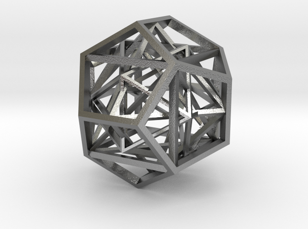 Lawal 21mm Nested Skeletal Platonic Solids in Natural Silver