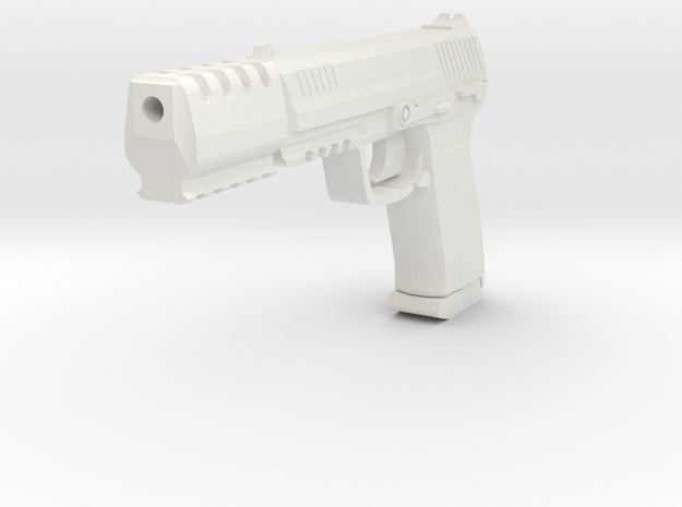 J.W. Pistol 1/6 Scale Miniature Gun Replica in White Natural Versatile Plastic