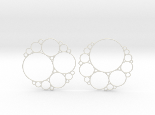 Bubbly Apollonian Earrings in White Natural Versatile Plastic
