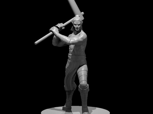 Half Elf Male Barbarian with Mochi Pounder in Smooth Fine Detail Plastic