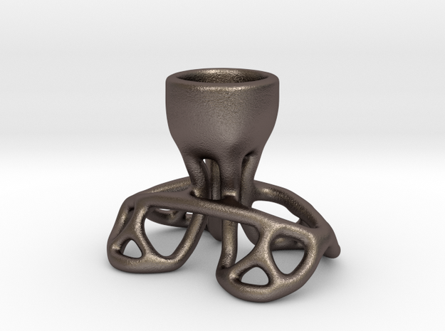 Arc Candle Holder (single) in Polished Bronzed Silver Steel