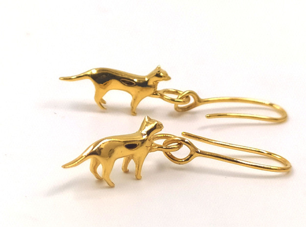 Egyptian cat earring in 14k Gold Plated Brass