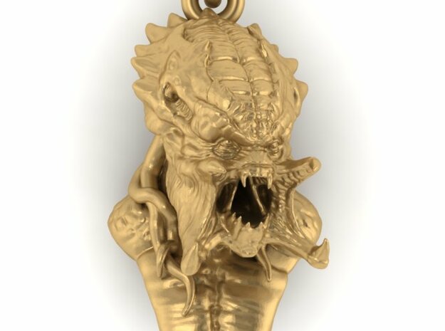 Predator alien pendant  in Fine Detail Polished Silver
