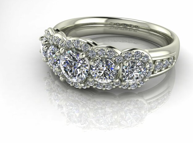 Multi stone engagement ring, NO STONES SUPPLIED in Fine Detail Polished Silver