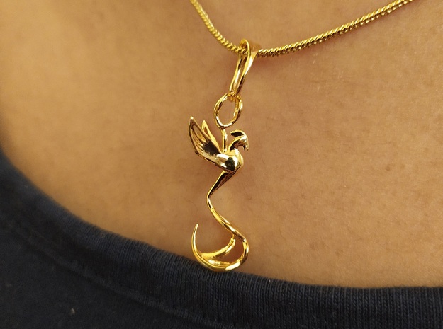 Phoenix small pendant in 14k Gold Plated Brass