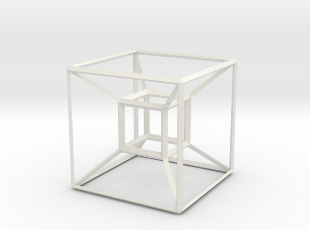 Basic Hypercube in White Natural Versatile Plastic