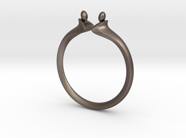 Duality Ring M6 in Polished Bronzed-Silver Steel