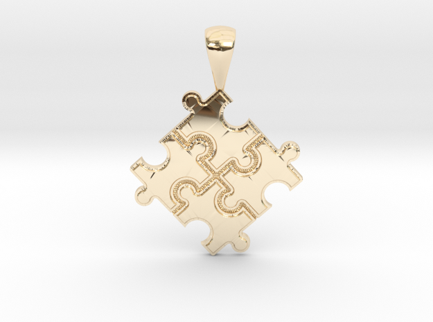 Autism puzzle in 14K Yellow Gold: Small