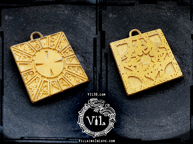 HELLRAISER Puzzle Box Pendant ⛧ VIL ⛧ in Polished Gold Steel