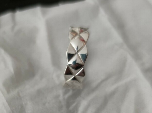 Quilted Ring in Polished Silver: 10 / 61.5