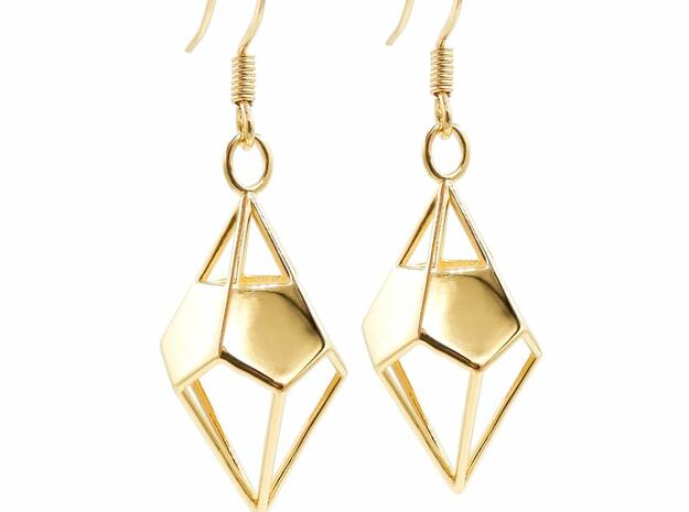 Deltohedron Earrings in 18k Gold Plated Brass