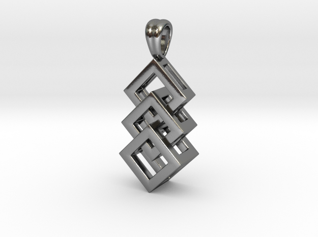 Linked cubes [pendant] in Polished Silver