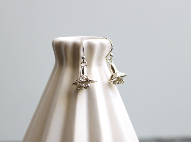 Arabidopsis Flower Earrings - Science Jewelry in Polished Silver