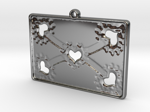 Lovers Pendant in Fine Detail Polished Silver