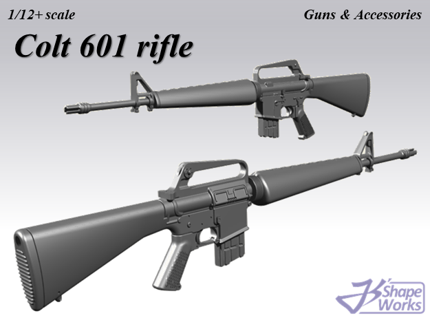 1/12+ Colt 601 rifle in Smoothest Fine Detail Plastic: 1:12
