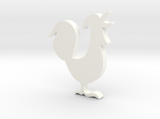 Rooster in White Processed Versatile Plastic
