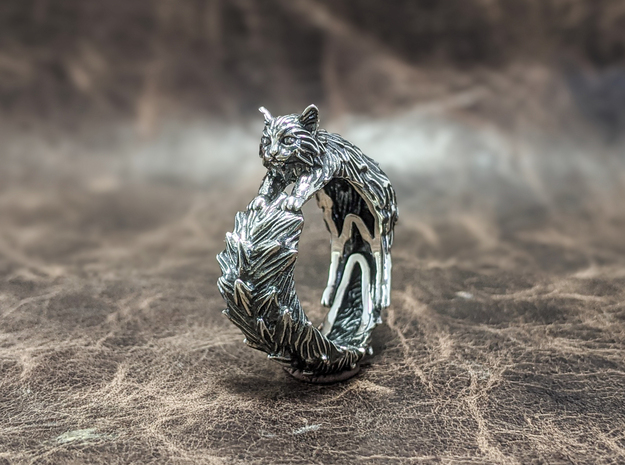 Long-haired Cat ring in Antique Silver: 10 / 61.5