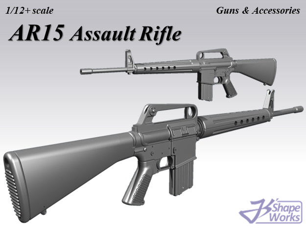 1/9 AR15 Assault rifle in Smoothest Fine Detail Plastic