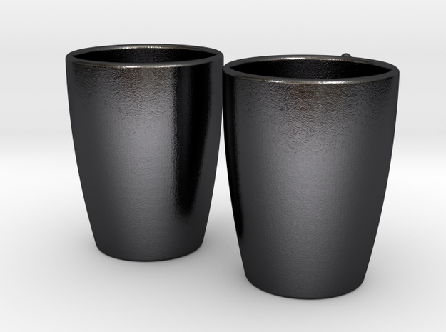 Coffee Cups His & Hers in Polished and Bronzed Black Steel