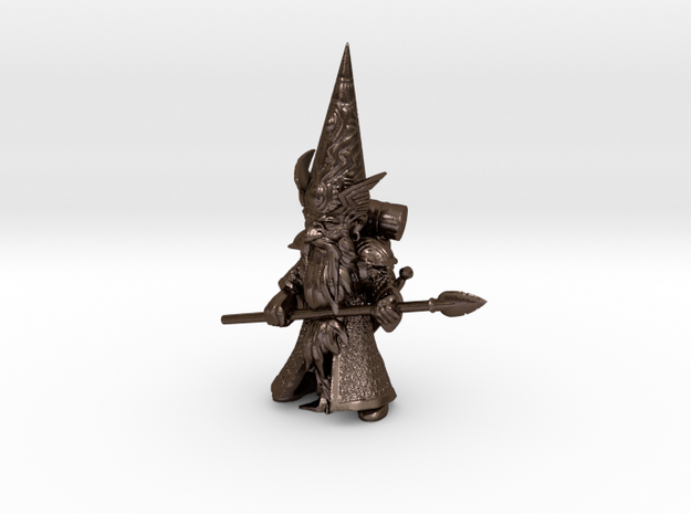 6" Guardin'Gnome with Spear  in Polished Bronze Steel