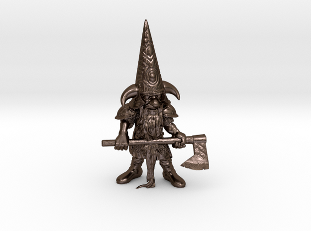 6" Guardin'Gnome with Axe in Polished Bronze Steel