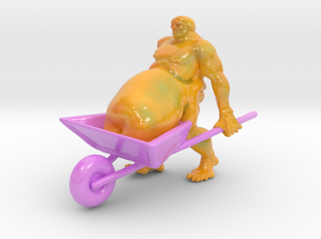 wheelbarrow guy 8 inches in Glossy Full Color Sandstone