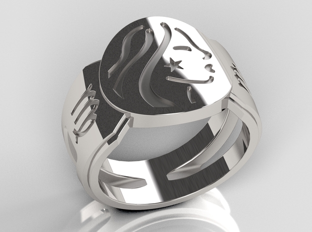 Virgo Signet Ring Lite in Polished Silver: 10 / 61.5
