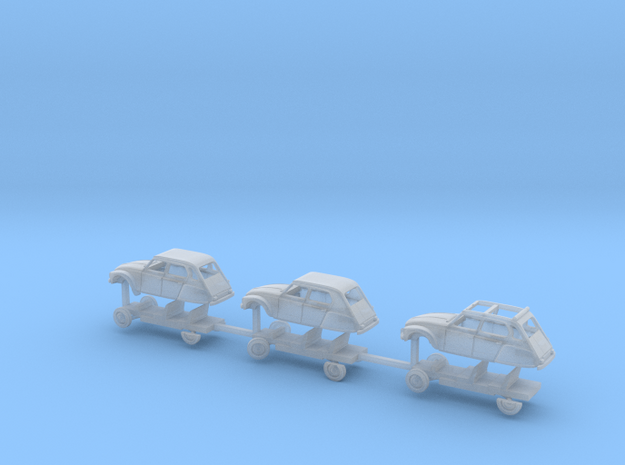 3 x Citroen Dyane for n-scale in Smooth Fine Detail Plastic